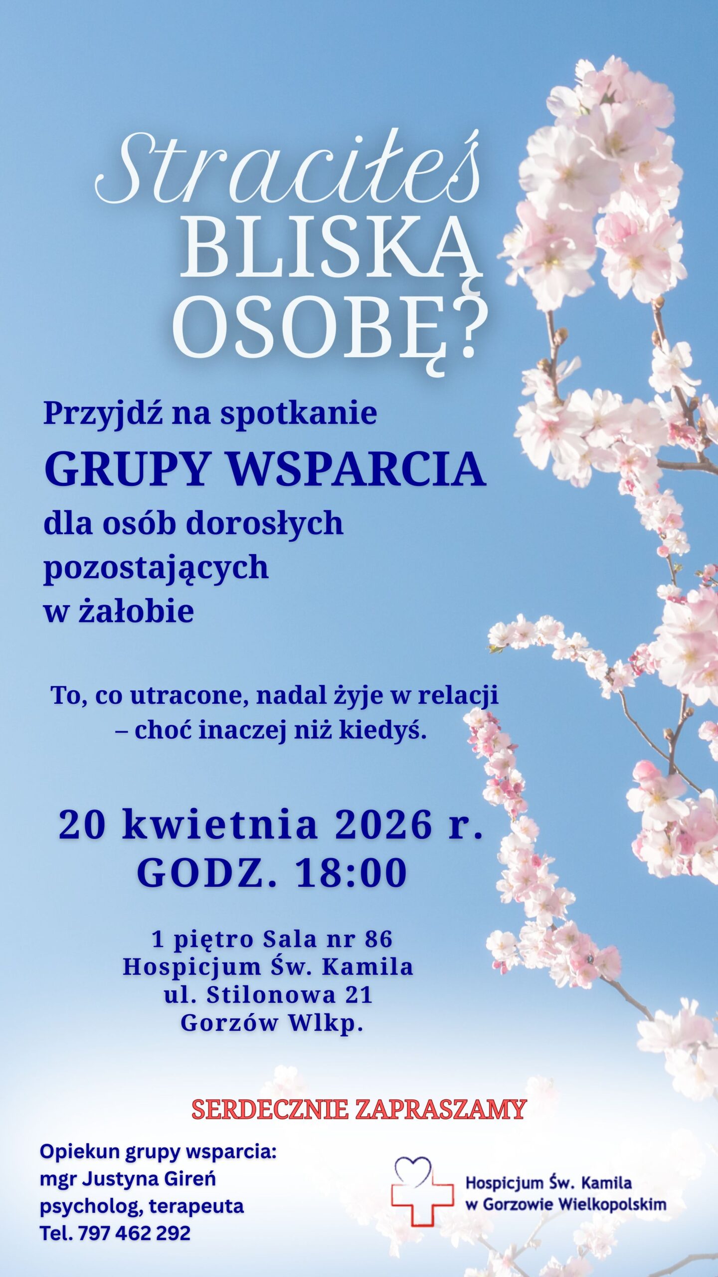 Grupa wsparcia – 20 kwietnia godz.18:00